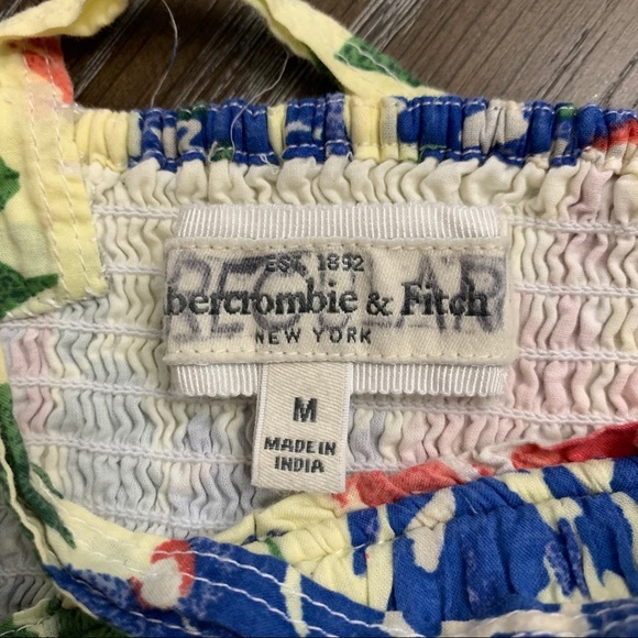 Abercrombie & Fitch pale yellow tropical floral mini dress Size M - Picture 11 of 13